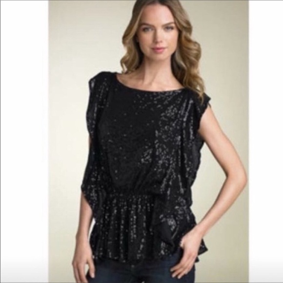 “FREE PEOPLE” Sequin Flutter Top - Picture 1 of 14